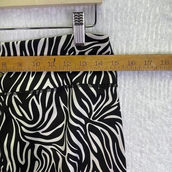 Fierce + Regal Black White Zebra Print Gold Stripe Workout Leggings Size Large - Picture 6 of 9